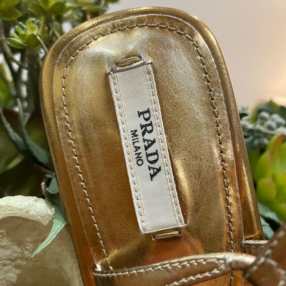 Prada Gold Metallic Jeweled Thong Sandals - Picture 3 of 5
